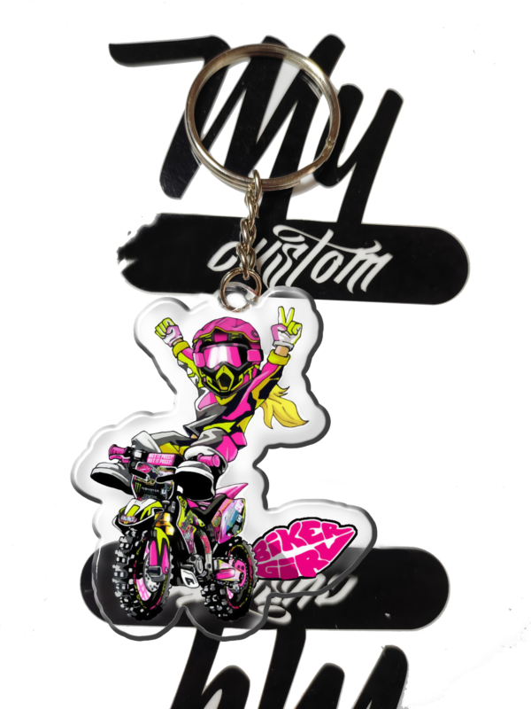 Llavero transparente girl bike