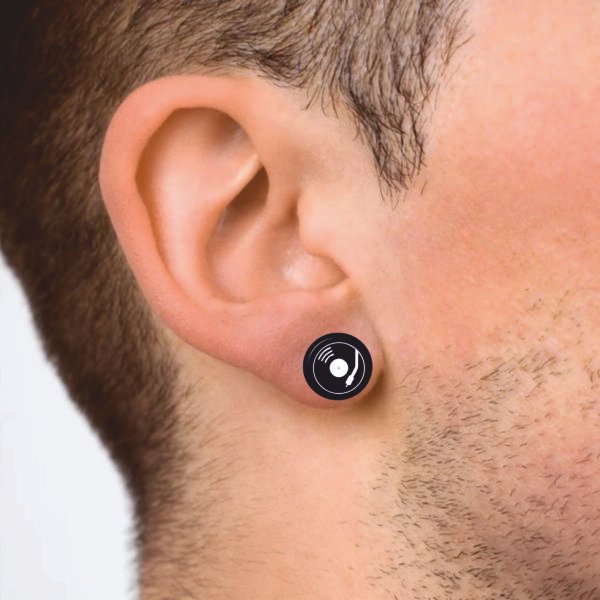 Pendientes para hombre disco de vinilo Dj