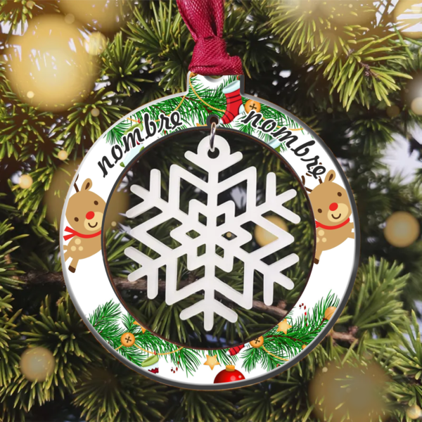 Adorno copo de nieve navideño personalizado con nombre