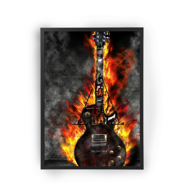 Poster guitarra de fuego personalizable con inicial del Nombre (Relieve 3D)