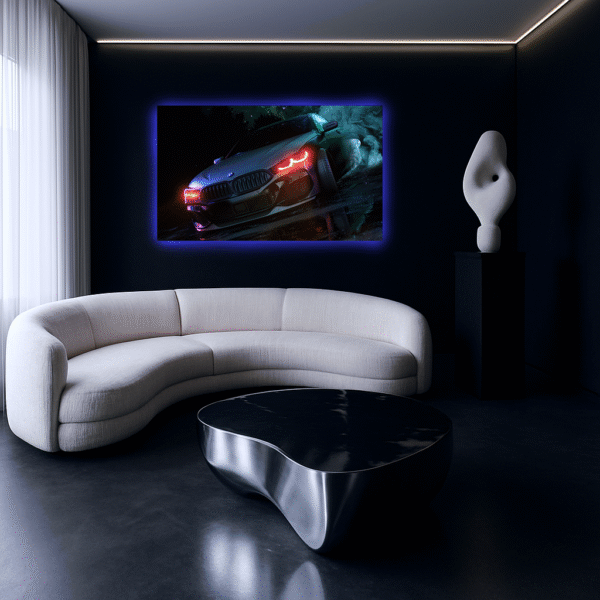 Cuadro LED en Resina coche deportivo Faros Iluminados