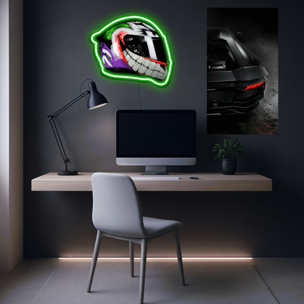 Cuadro LED en Resina con Casco Joker Réplica de Moto
