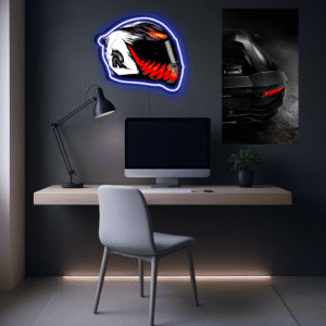 Cuadro LED en Resina con Casco Antivenom de Moto