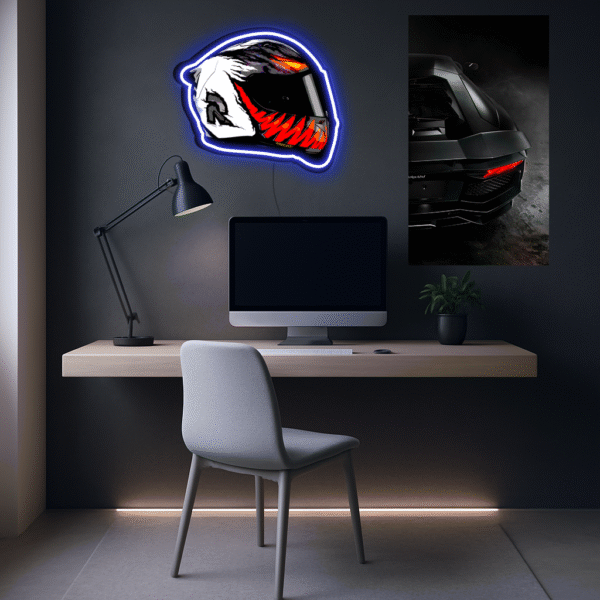 Cuadro LED en Resina con Casco Antivenom de Moto
