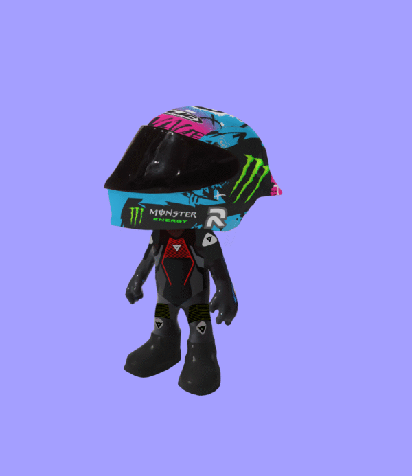 Figura tipo Funko de piloto de moto,con traje y casco personalizados a tu gusto.